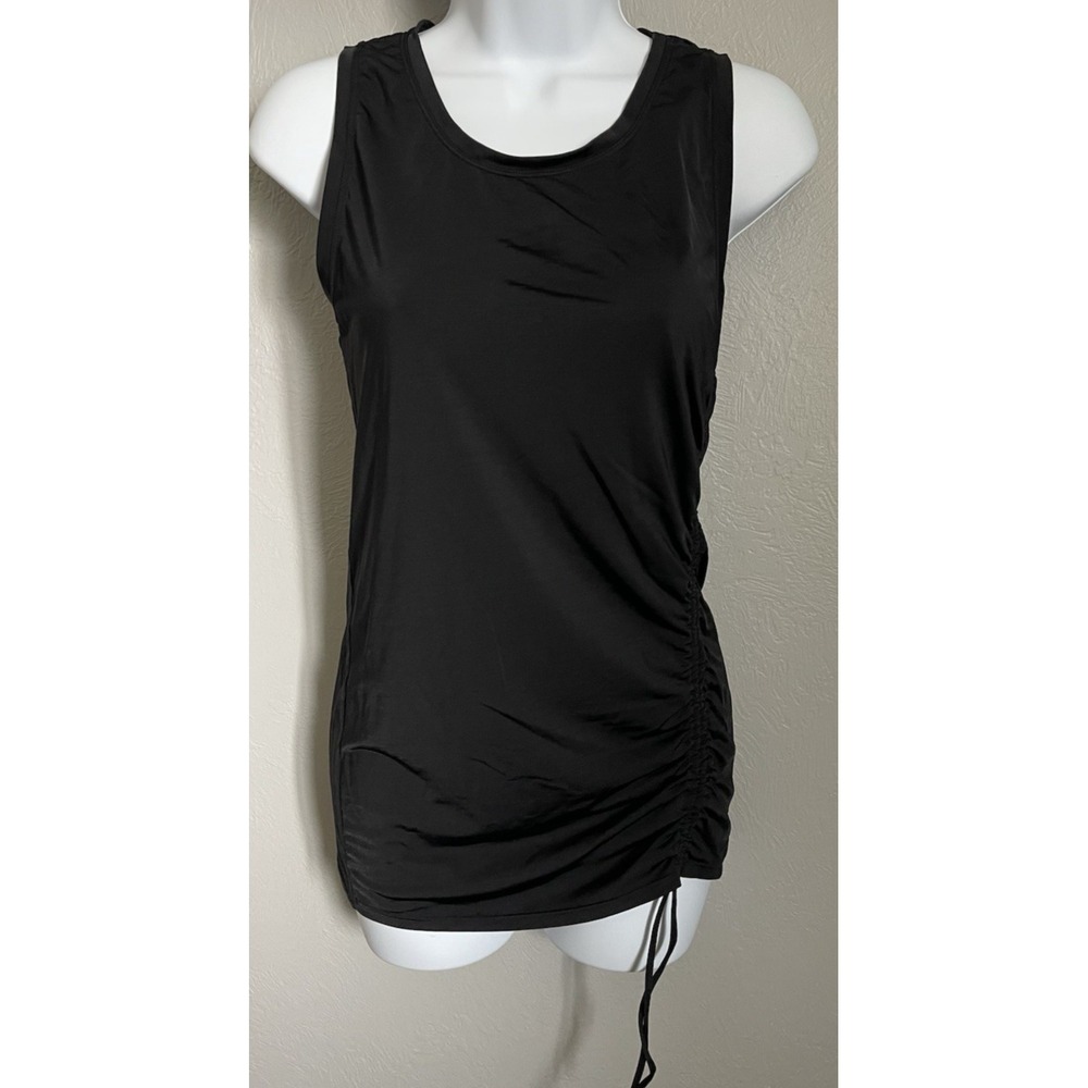 Athleta Tank Top Womens XS‎ Side Scrunched Black Sleeveless Workout Swim Top